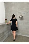 MY DEPO Düğme Detaylı Kol Büzgülü Mini Elbise - 4