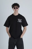 God Wins Siyah Oversize Tasarım T-Shirt - 1