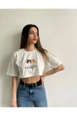 MY DEPO Kadın Melek Baskılı Crop T-shirt - 2