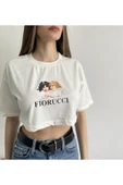 MY DEPO Kadın Melek Baskılı Crop T-shirt - 4