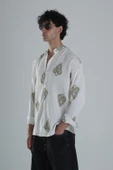 Yeşil Nakış Detaylı Oversize Gömlek - 3