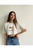 MY DEPO Kadın Melek Baskılı Crop T-shirt - 1