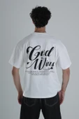 God Wins Beyaz Oversize Tasarım T-Shirt - 4