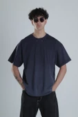 Lacivert Yıldız Detaylı Tasarım Oversize T-Shirt - 1