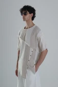 Asimetrik Tasarım Bej T-Shirt - 2