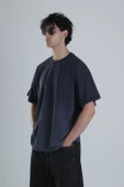 Lacivert Yıldız Detaylı Tasarım Oversize T-Shirt - 3