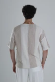 Asimetrik Tasarım Bej T-Shirt - 3