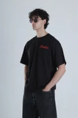 Paradise Siyah Oversize Tasarım T-Shirt - 3