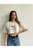 MY DEPO Kadın Melek Baskılı Crop T-shirt - 3