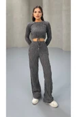 MY DEPO Kadın Bel Bağcıklı Crop Pantolon Takım - 4