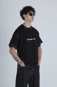 Be Yourself Siyah Oversize Tasarım T-Shirt - 2