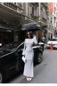 MY DEPO Kadın Sırt Dekolteli Leopar Desen Flok Baskılı Tül Maxi Elbise - 1
