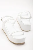 861-1027 Beyaz Dolgu Topuk Kadın Sandalet thumbnail 5