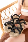 402 Siyah Hasır Kadın Sandalet - 2