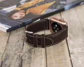 Apple Watch Uyumlu Deri Kordon 42-44-45mm NM4-AS3 Kahve thumbnail 3