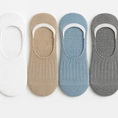 Plus Scorpion Kadın Babet Çorap 4’lü Karışık Renk – Pamuk & Polyester, Kaydırmaz Silikon thumbnail 8