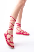 1001-1001 Fuşya Bilekten Bağcıklı Kadın Sandalet thumbnail 9