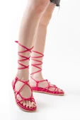 1001-1001 Fuşya Bilekten Bağcıklı Kadın Sandalet thumbnail 1
