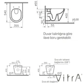 VitrA Integra Rim-Ex Asma Klozet-Beyaz Taharet Borusuz, 7062L003-0075 - 2