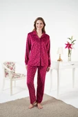 Estiva Puantiyeli Önden Düğmeli Kadife Bayan Pijama Takım thumbnail 5