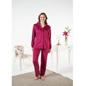 Estiva Puantiyeli Önden Düğmeli Kadife Bayan Pijama Takım thumbnail 1