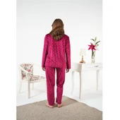 Estiva Puantiyeli Önden Düğmeli Kadife Bayan Pijama Takım thumbnail 2
