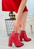 Yoont Kırmızı Cilt Topuklu Bot thumbnail 1