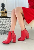 Yoont Kırmızı Cilt Topuklu Bot thumbnail 2