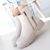 Menta Bej Cilt Fermuar Aksesuarlı Bot thumbnail 4