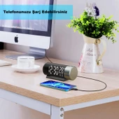 HyMark Projeksiyonlu Silindir USB Güç LED Ekran Çalar Saat Sıcaklık Çift Alarm - 3