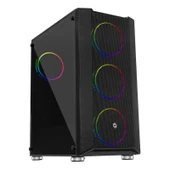 FRISBY FC-9405G 650W 80+ 4X120MM DUAL RING RGB FAN USB 3.0 MİDİ TOWER SİYAH KASA thumbnail 1
