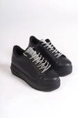 DELLA Bağcıklı Ortopedik Taban Taşlı Kadın Sneaker Spor Ayakkabı  CST - Siyah - 4
