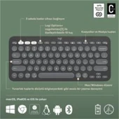 LOGITECH K380S PEBBLE KEYS 2 ÇOKLU CİHAZ ÖZELLİKLİ BLUETOOTH TÜRKÇE Q KLAVYE GRİ 920-011859 thumbnail 1