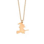 925 Ayar Gümüş Mikron Altın Kaplama Cadı Figürlü Kolye - CN00456 - 6