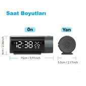 HyMark Projeksiyonlu Silindir USB Güç LED Ekran Çalar Saat Sıcaklık Çift Alarm - 6