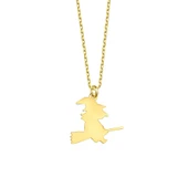 925 Ayar Gümüş Mikron Altın Kaplama Cadı Figürlü Kolye - CN00456 - 5