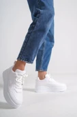 ALESSI Bağcıklı Ortopedik Taban Kadın Sneaker Spor Ayakkabı CBT - Beyaz - 1