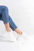ALESSI Bağcıklı Ortopedik Taban Kadın Sneaker Spor Ayakkabı CBT - Kırık Beyaz - 3