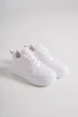ALESSI Bağcıklı Ortopedik Taban Kadın Sneaker Spor Ayakkabı CBT - Beyaz - 4