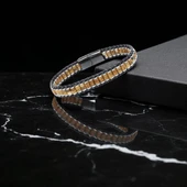 Odun Jasper & Hematit Çelik Örgülü Deri Bileklik 31832B22D8 thumbnail 2