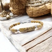 Odun Jasper Doğaltaş Çelik Halat Ve Çelik Klipsli Bileklik 31832B19D3 thumbnail 2