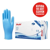 Beybi Nitril Pudrasız Mavi Muayene Eldiveni 100' lü Paket Small - 2