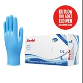 Beybi Nitril Pudrasız Mavi Muayene Eldiveni 100' lü Paket Large - 2