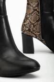 292 Siyah Leopar Desen Detaylı Fermuarlı  Yüksek Topuklu Günlük Kadın Bot thumbnail 5