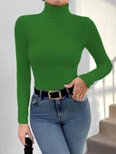 BİÇOMİ Başıkçı yaka dar kesim kaşkorse kazak yeşil w3103 thumbnail 2