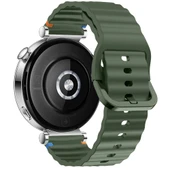Huawei Watch GT5 41mm İle Uyumlu Dalga Desenli Tokalı Yumusaş Soft Silikon Kordon Haki - 2