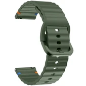 Huawei Watch GT5 41mm İle Uyumlu Dalga Desenli Tokalı Yumusaş Soft Silikon Kordon  Haki - 3