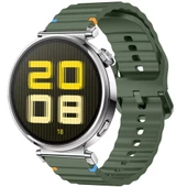 Huawei Watch GT5 41mm İle Uyumlu Dalga Desenli Tokalı Yumusaş Soft Silikon Kordon Haki - 1
