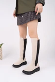 Muggo DİASA Süet Kalın Taban Streç Detaylı Fermuarlı Kadın Çizme - 6