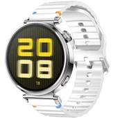 Huawei Watch GT5 41mm İle Uyumlu Dalga Desenli Tokalı Yumusaş Soft Silikon Kordon  Beyaz thumbnail 1